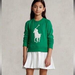 Ralph Lauren Kids Green Sweatshirt Dress with Logo